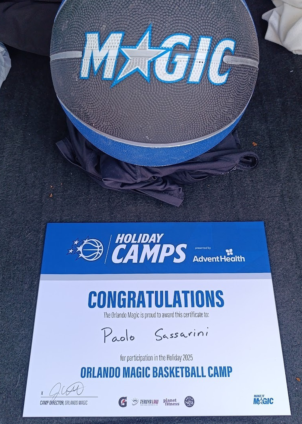Paolo en el Holiday Camp de Orlando Magic